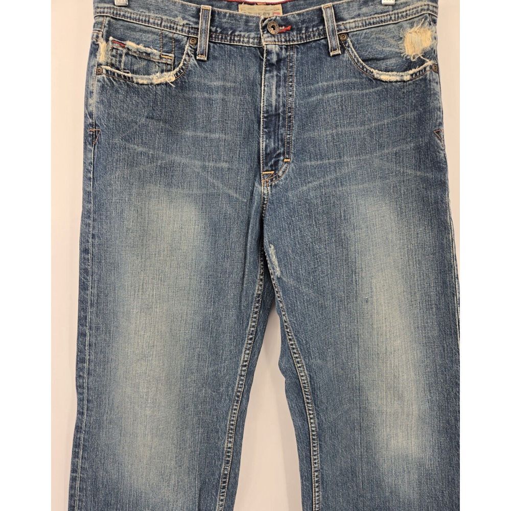 BKE Buckle Jeans Mens 34x33 Marshall Distressed Blue Straight Leg Boot Cut - Picture 2 of 12